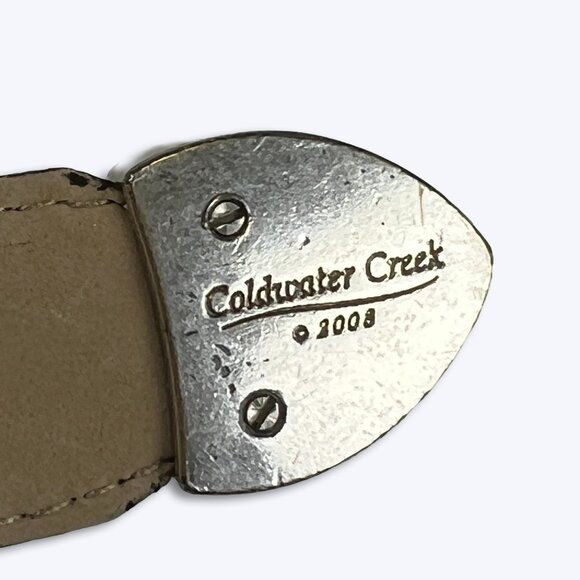 Vtg Coldwater Creek 2008 Western Belt Brown Croc Leather Silver Filigree Buckle main image 14